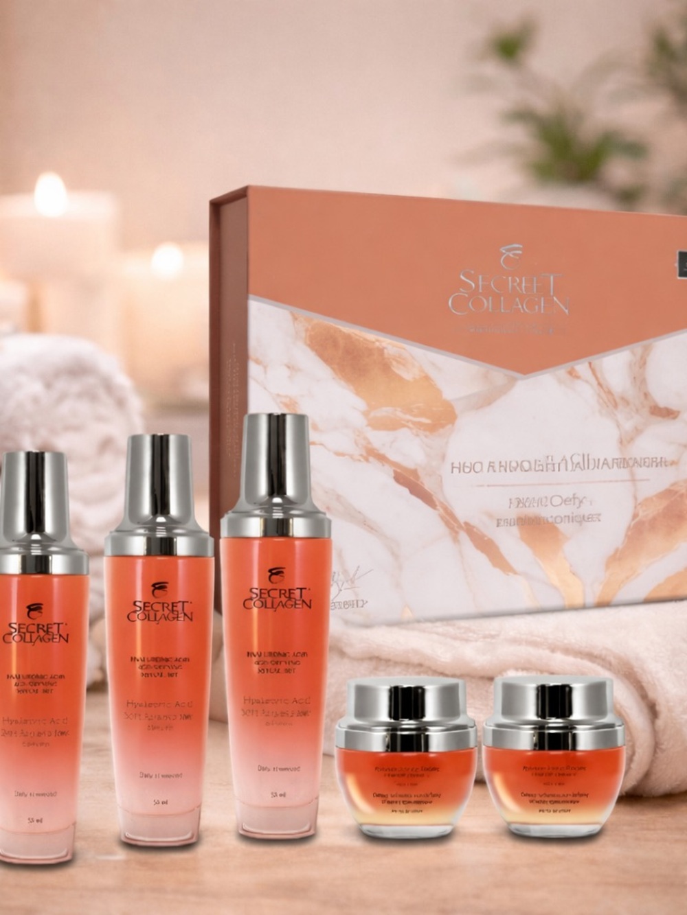 Secret Collagen Hyaluronic Acid Age Defying Skincare Set NIB